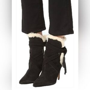 NWT Schutz Black Finn Booties Shearling Inside